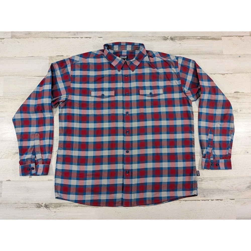 Patagonia Mens XXL Plaid Buckshot Organic Cotton Flannel Shirt 53856 FA15